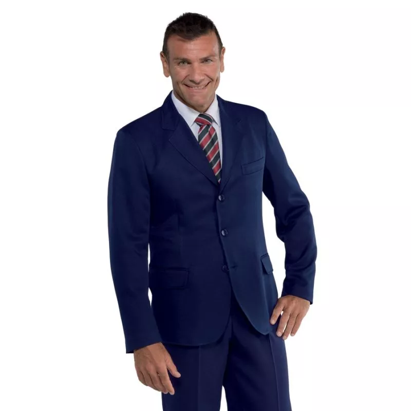 Giacca da uomo casual con 3 bottoni, in denim, con risvolto sottile, in denim, giacca da lavoro, giacca sportiva, Bule chiaro, M