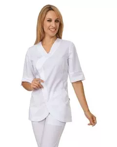 Casacca donna bianca stock