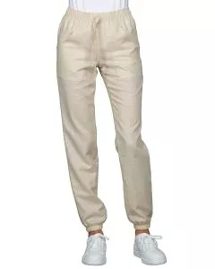 Pantagiaffa unisex in lino con elastico alla caviglia