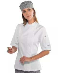 Giacca cuoco Lady Snaps mezza manica in Lyocell