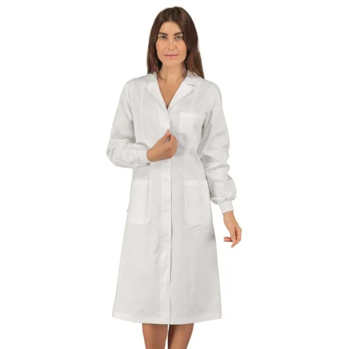 Camice medico donna Vichy polsi in maglia 100% cotone