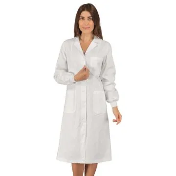 Camice medico donna Vichy polsi in maglia 100% cotone