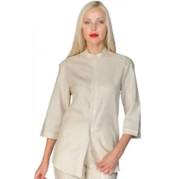 Camicia Detroit unisex in lino manica 3/4