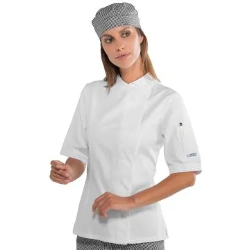 Giacca cuoco Lady Snaps mezza manica in Lyocell